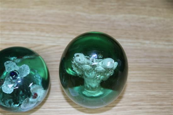 A Kilner two colour dump paperweight and a sulphide dump paperweight